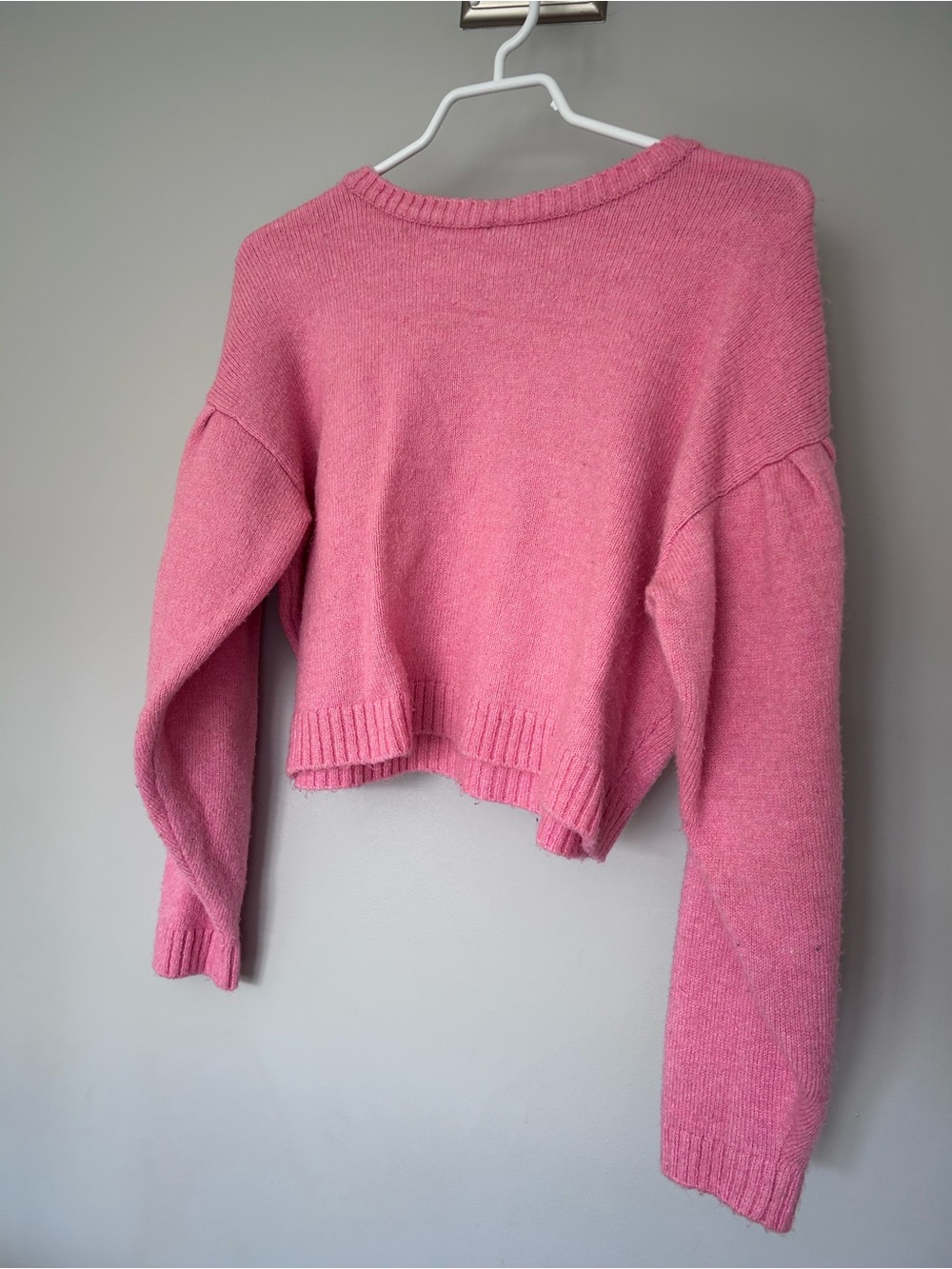 TOPSHOP Pink Cropped Crewneck Sweater